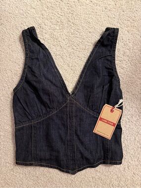 Lone Star Dark Denim V-Neck Bustier Crop Top